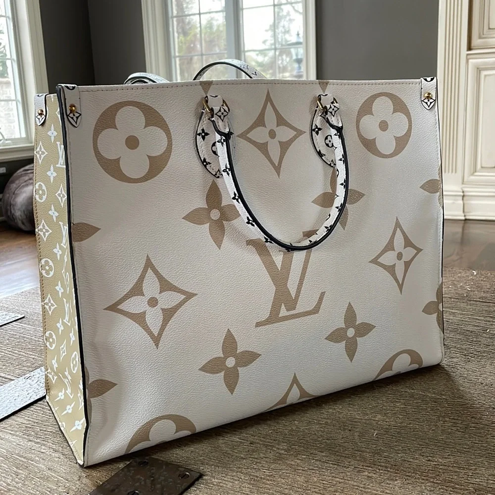 Preowned Louis Vuitton on the go khaki taupe large bag shopper - Picture 1 of 14
